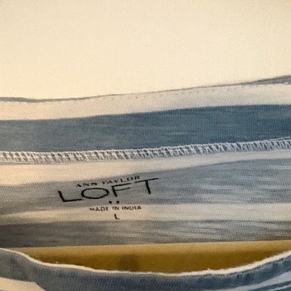 LOFT Gray and White Striped Boatneck Long Sleeve Tee - Picture 2 of 2